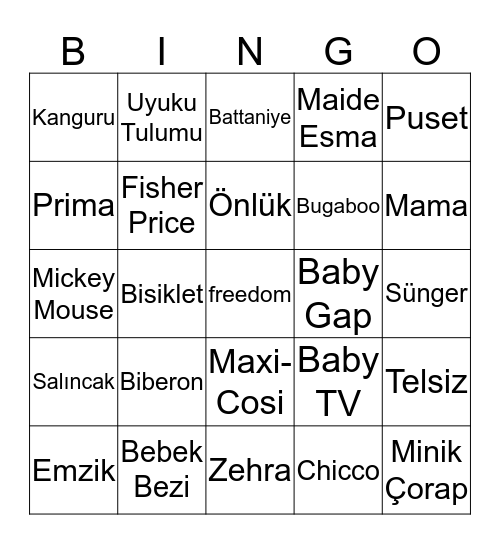 Bingo Baby!! Bingo Card
