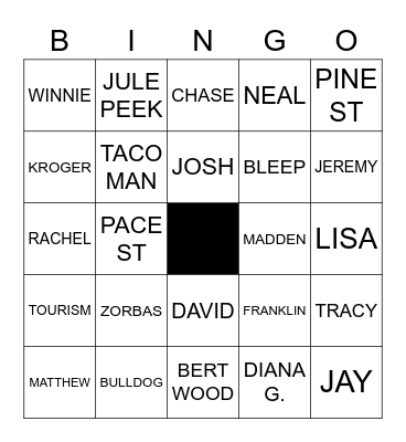 CEDARTOWN BINGO Card