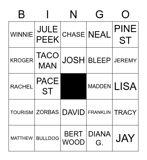 CEDARTOWN BINGO Card