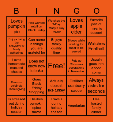 TEAMSGIVING Bingo Card