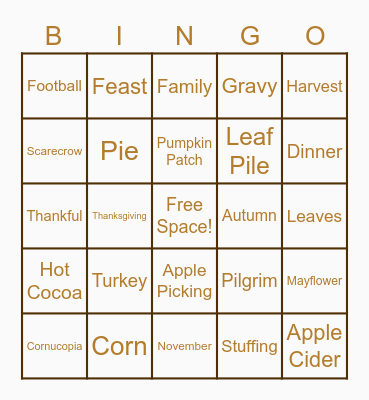 Fall Festival Bingo Card