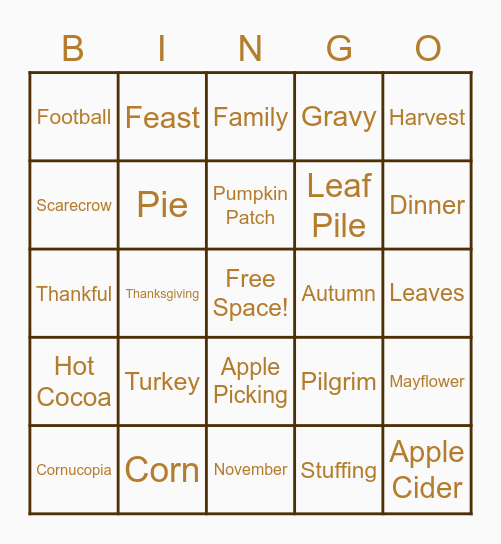 Fall Festival Bingo Card