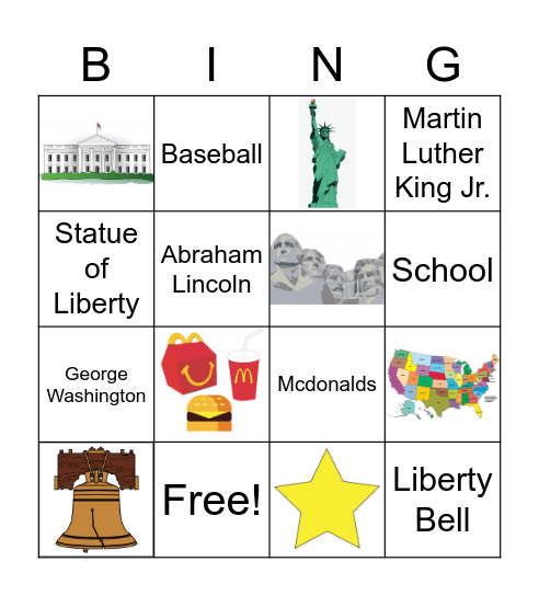 American Symbols Bingo Card
