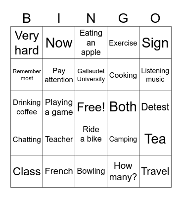 Unit 2 Vocab Bingo Card