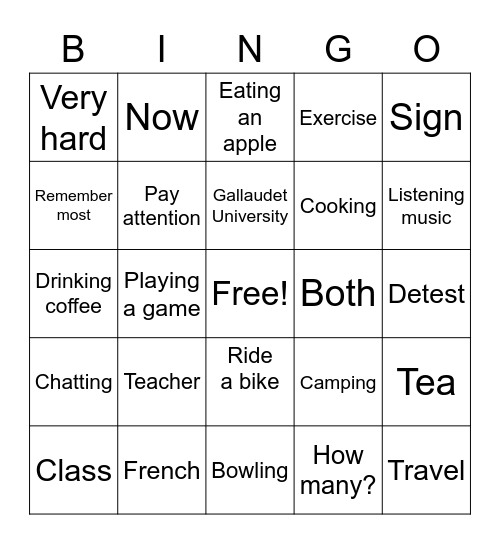 Unit 2 Vocab Bingo Card
