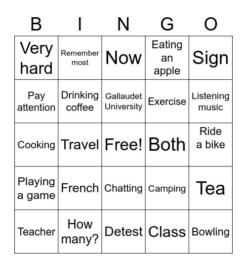 Unit 2 Vocab Bingo Card