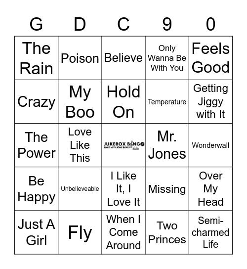Gwen's Choice 90s Bingo Card