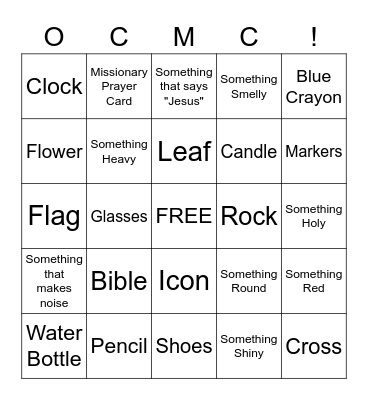 OCMC Bingo Scavenger Hunt 2021 Bingo Card