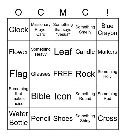 OCMC Bingo Scavenger Hunt 2021 Bingo Card