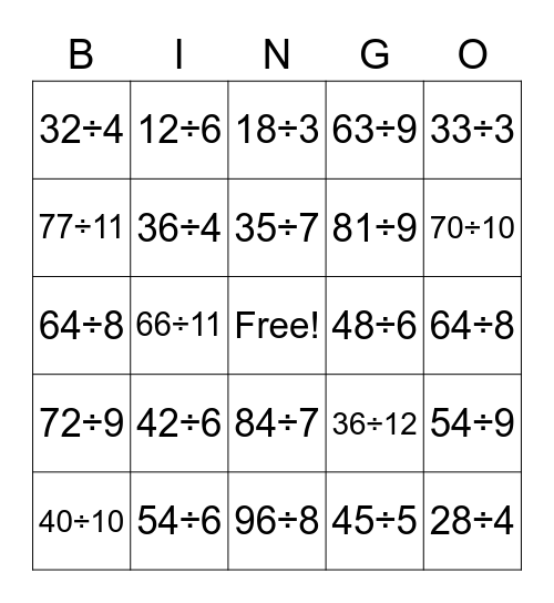 DIVISION 3 Bingo Card