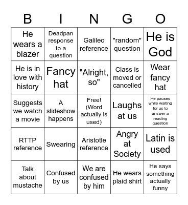 Dupras Bingo Card