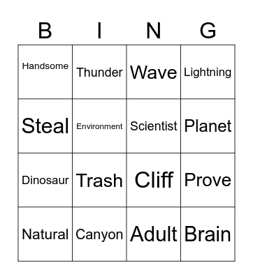 Vocabulary 1 Bingo Card