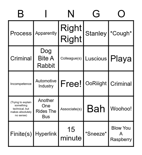 Gary Bingo Card