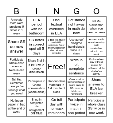 Dante Bingo Card