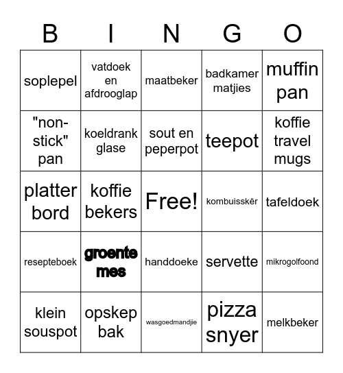 Bruid Bingo Card