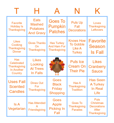 Fall Themed Bingo Card