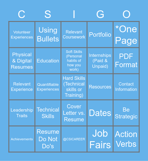 RESUME CSIGO W/ CCPD & CSoS Bingo Card