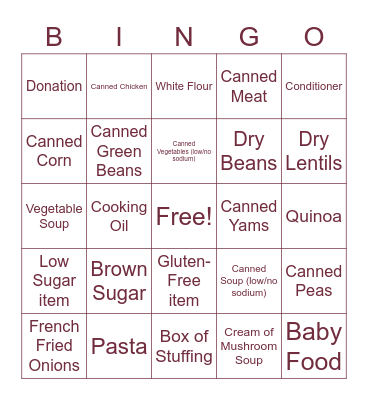 Can the Cats Food Drive BINGO! Bingo Card