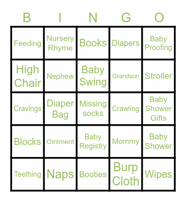 Baby Shower Bingo: Baby Young Bingo Card