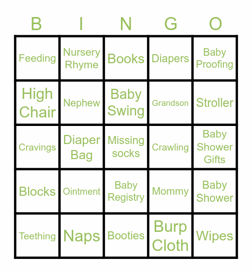 Baby Shower Bingo: Baby Young Bingo Card