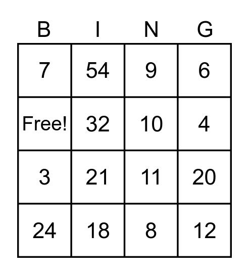 Multiplication and Division Word Problem BINGO Card