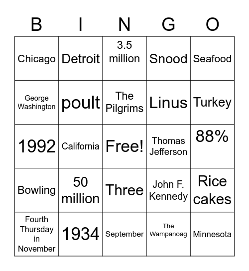 MSI Thanksgiving BINGO Card