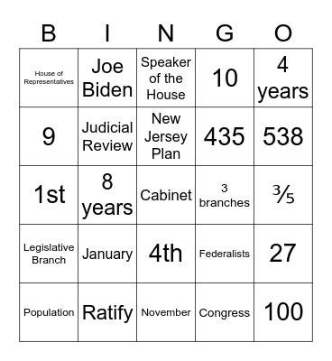 Constitution BINGO Card