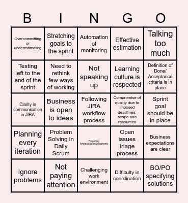 Retrospective Bingo Card