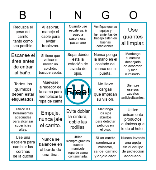 Safety Bingo Card