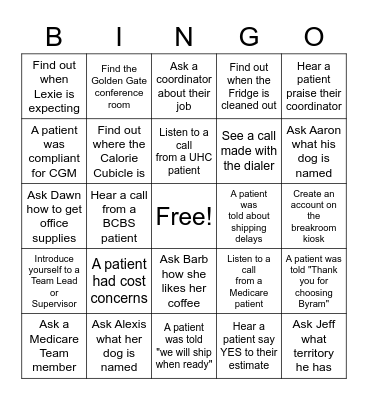 CGM Bingo Card