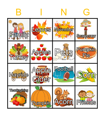 November Drive-By BINGO! Bingo Card