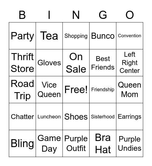 Classy and Sassy Bingo Card