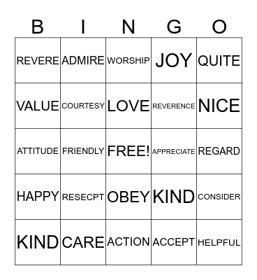 HONOR Bingo Card
