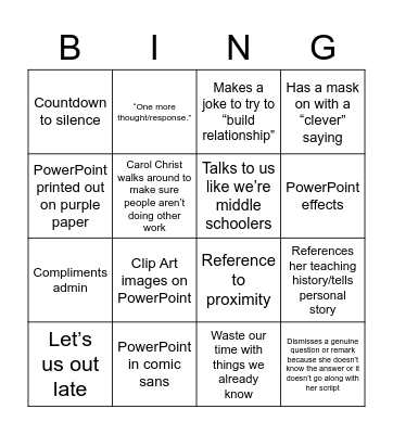 Differentiated PD Bingo Card