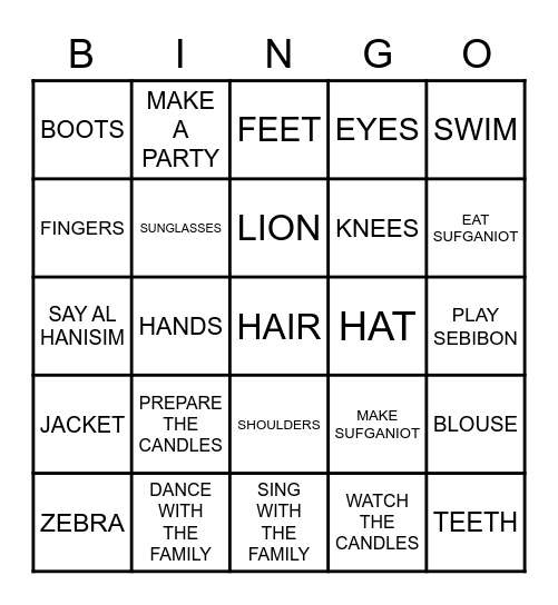 ENGLISH Bingo Card