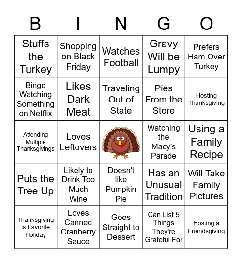 THANKSGIVING Bingo Card