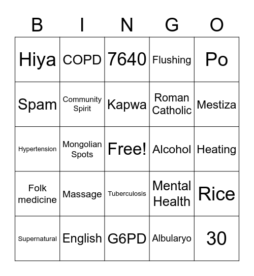 Filipino Heritage Bingo Card