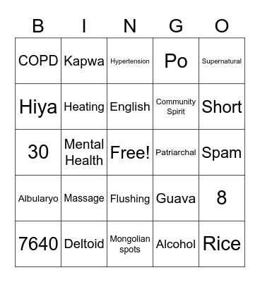 Filipino Heritage Bingo Card