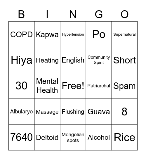 Filipino Heritage Bingo Card