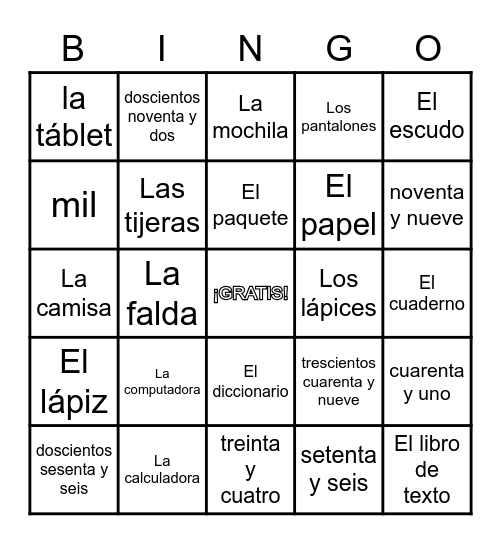 Unidad 2: Así se dice 1 Bingo Card