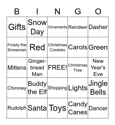 Holiday Bingo Card