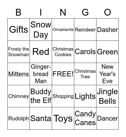 Holiday Bingo Card