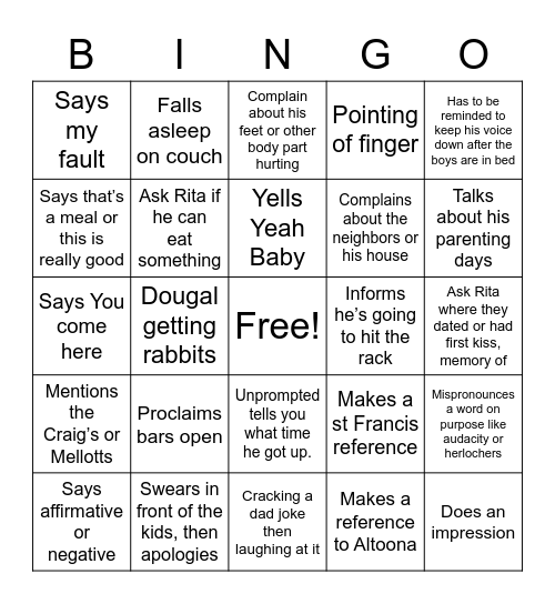 SB Bingo Card