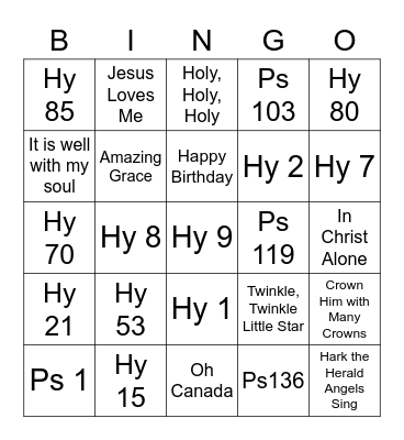 Music Bingo Card