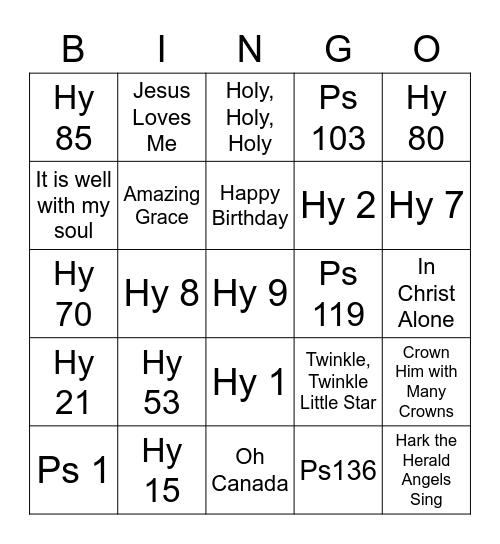 Music Bingo Card