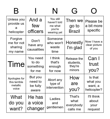 MONEY HEIST SCRIPT Bingo Card