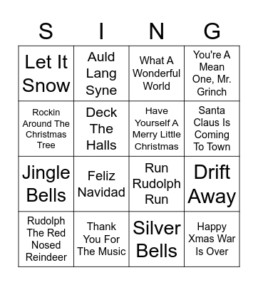 SINGO Bingo Card