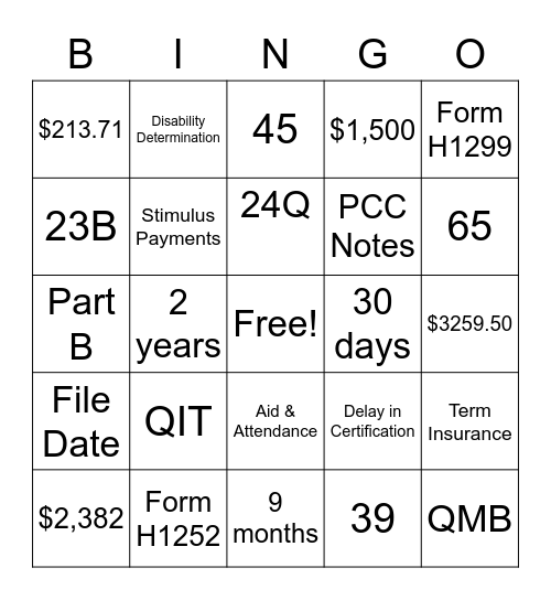 MEPD Bingo Card