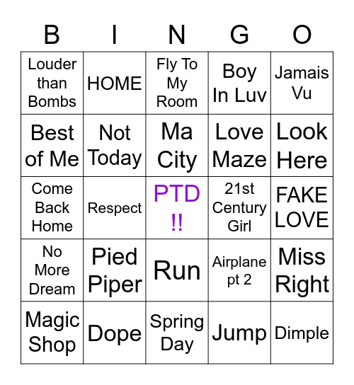 Payton - PTD #2 Bingo Card