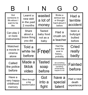 Bingo Ice Breaker Bingo Card